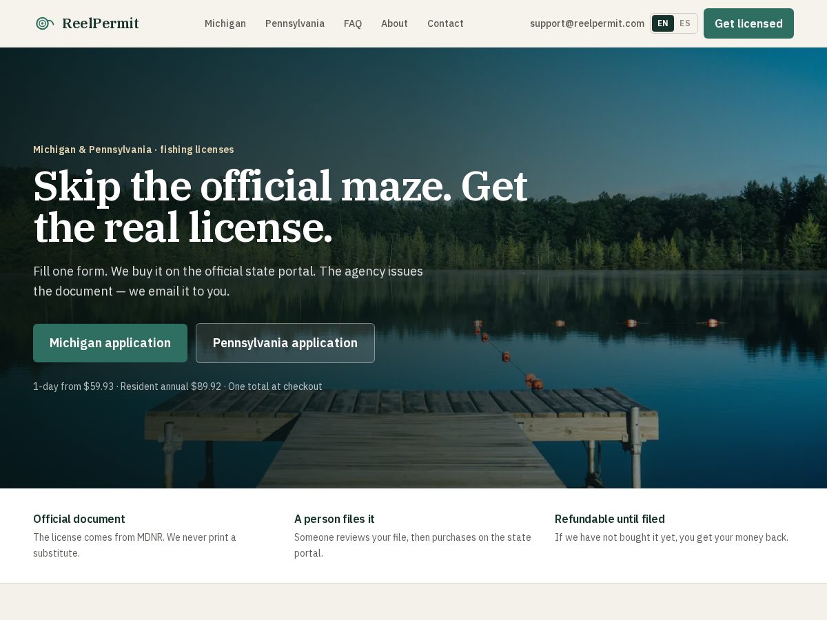 Landing-page snapshot of reelpermit.org