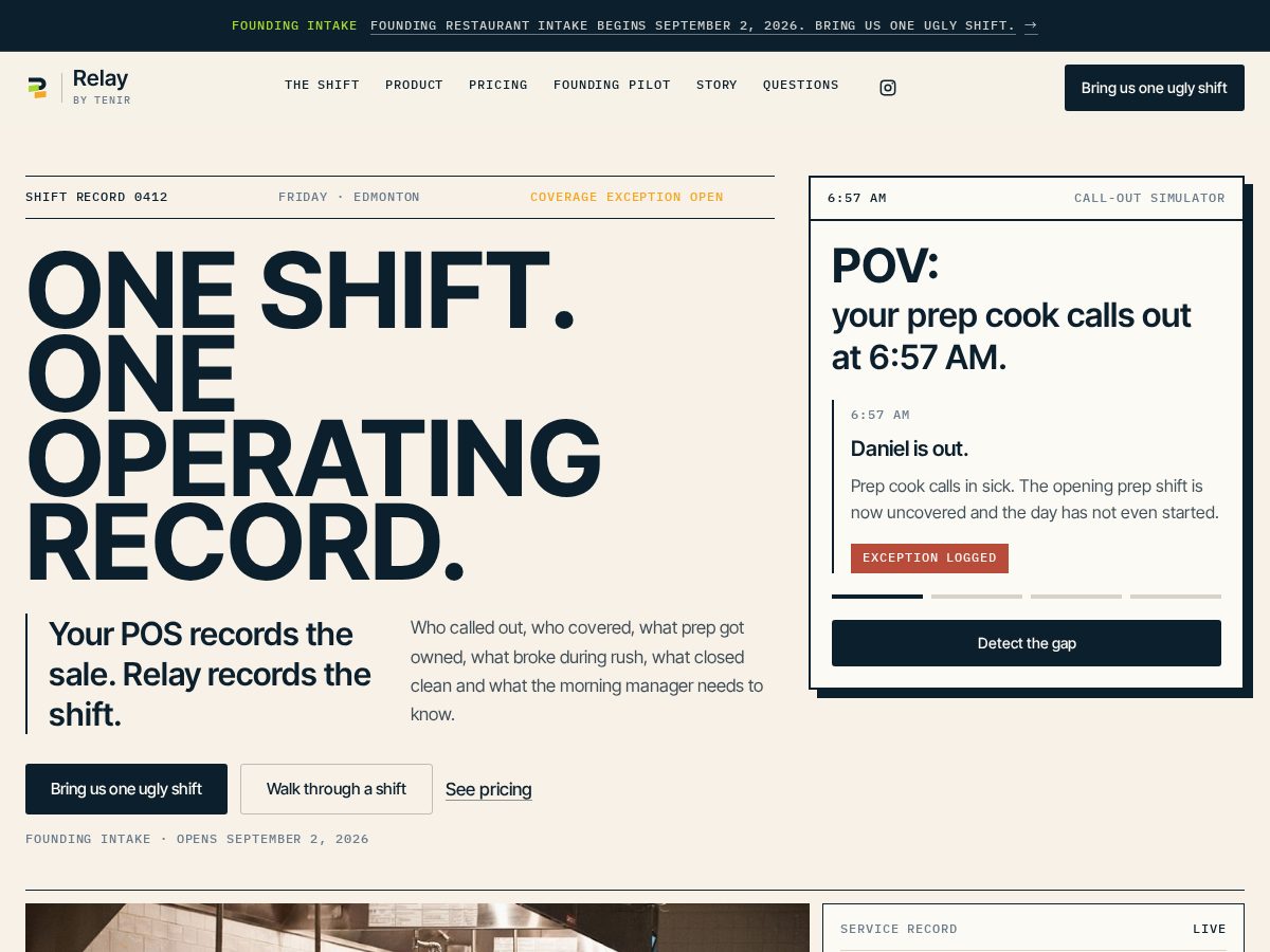 Landing-page snapshot of relaybytenir.com