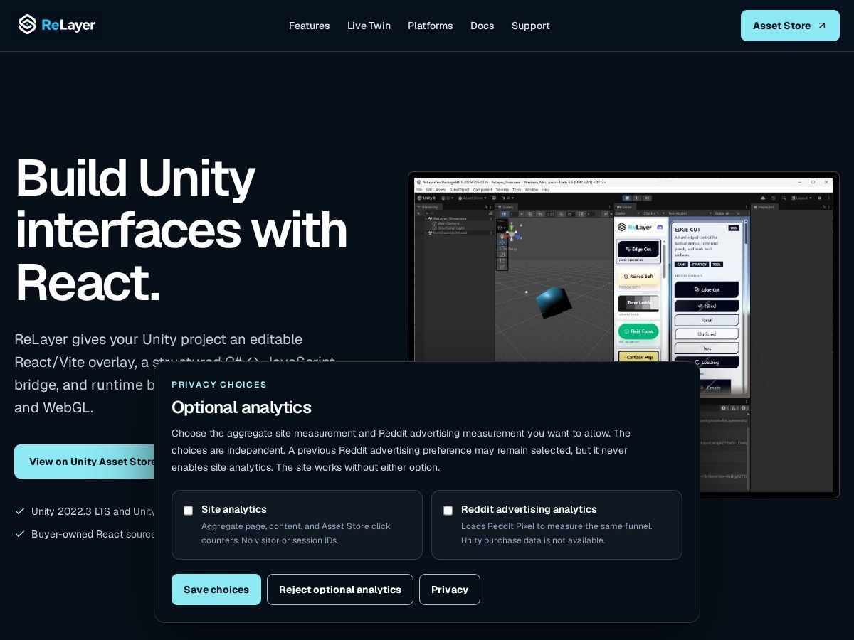 Landing-page snapshot of relayerui.com