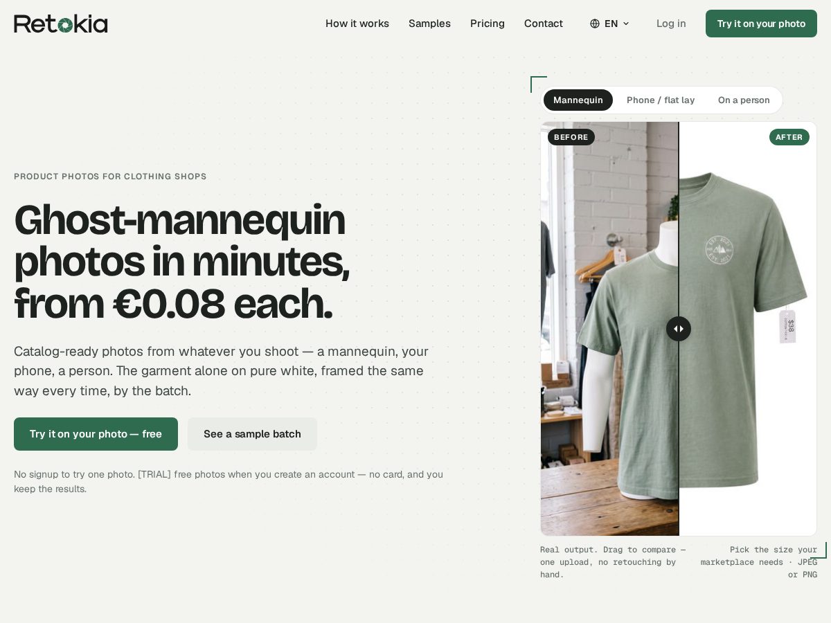 Landing-page snapshot of retokia.com