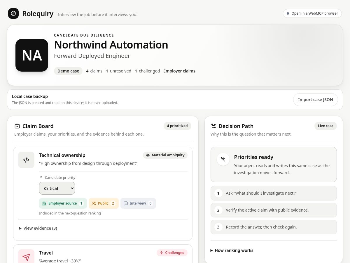 Landing-page snapshot of rolequiry.com