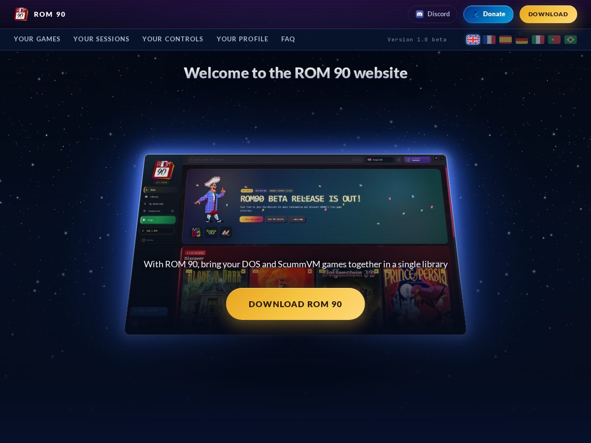 Landing-page snapshot of rom90.com