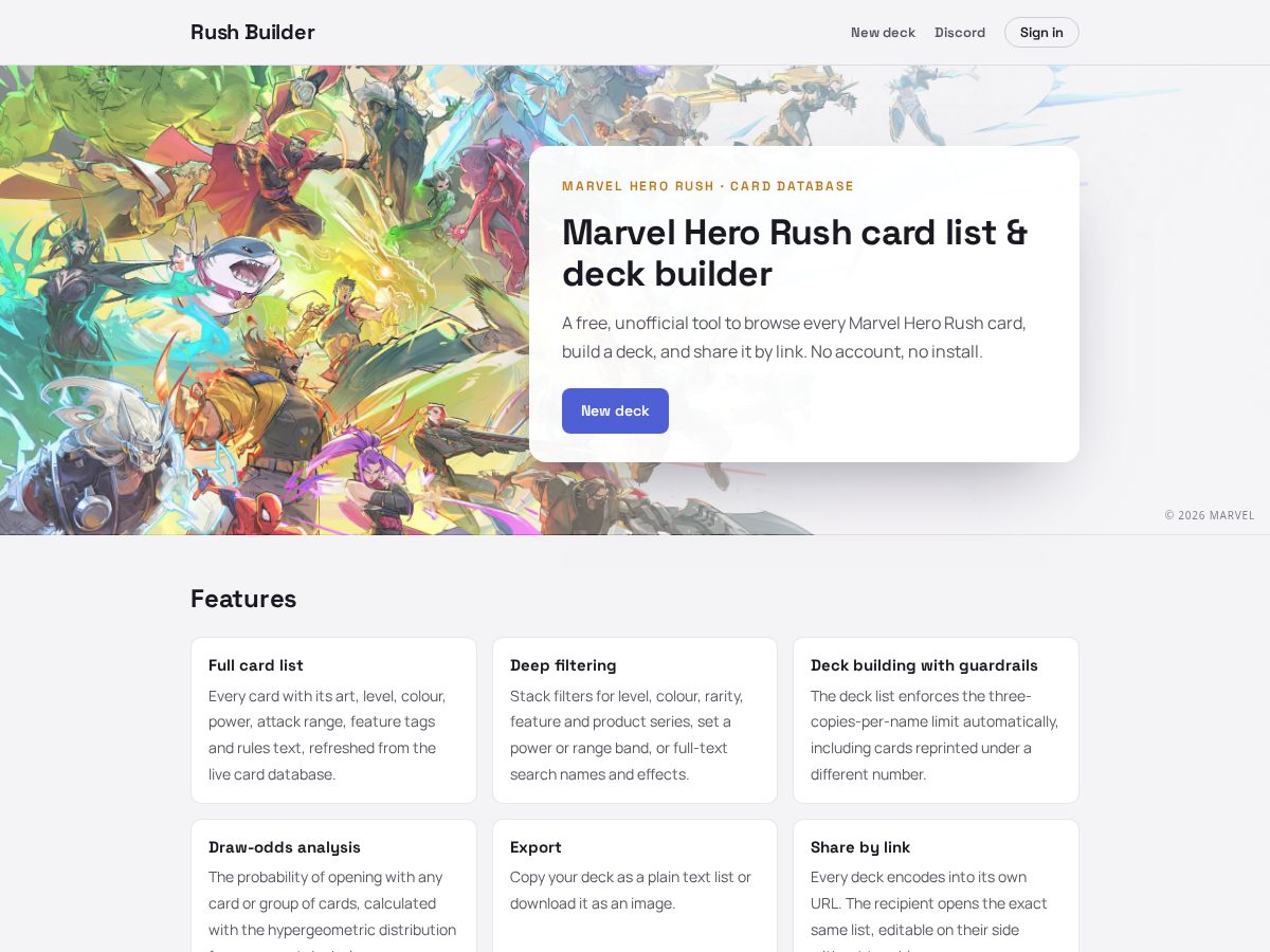 Landing-page snapshot of rushbuilder.dev