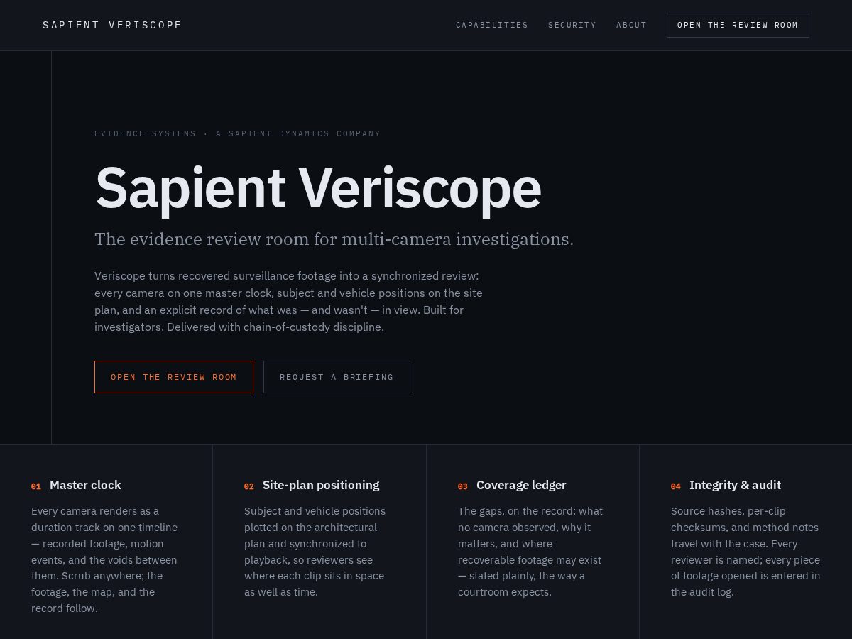 Landing-page snapshot of sapientveriscope.com