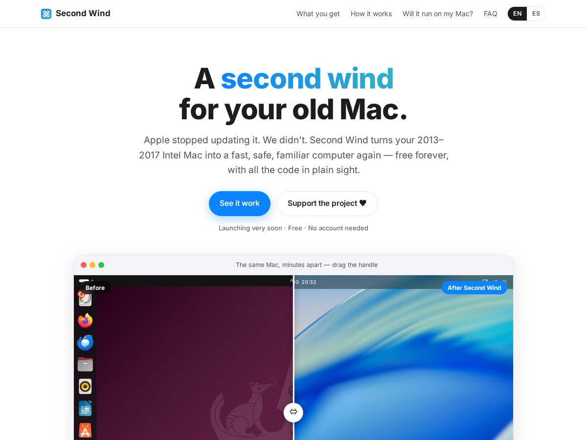 Landing-page snapshot of secondwindformac.com