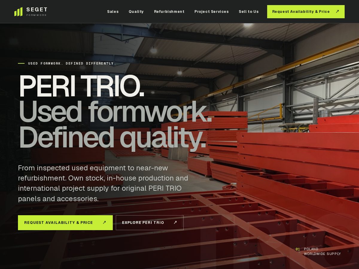 Landing-page snapshot of segetformwork.com