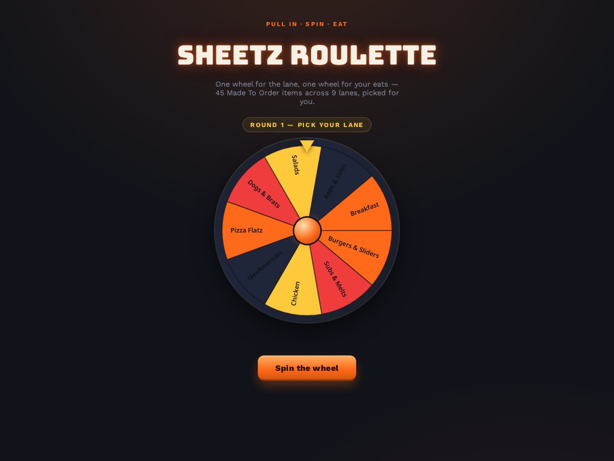 Landing-page snapshot of sheetzroulette.com