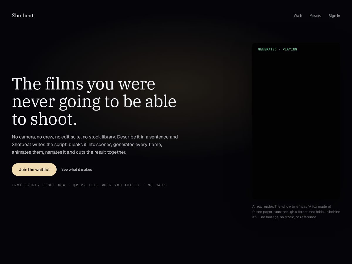 Landing-page snapshot of shotbeat.com