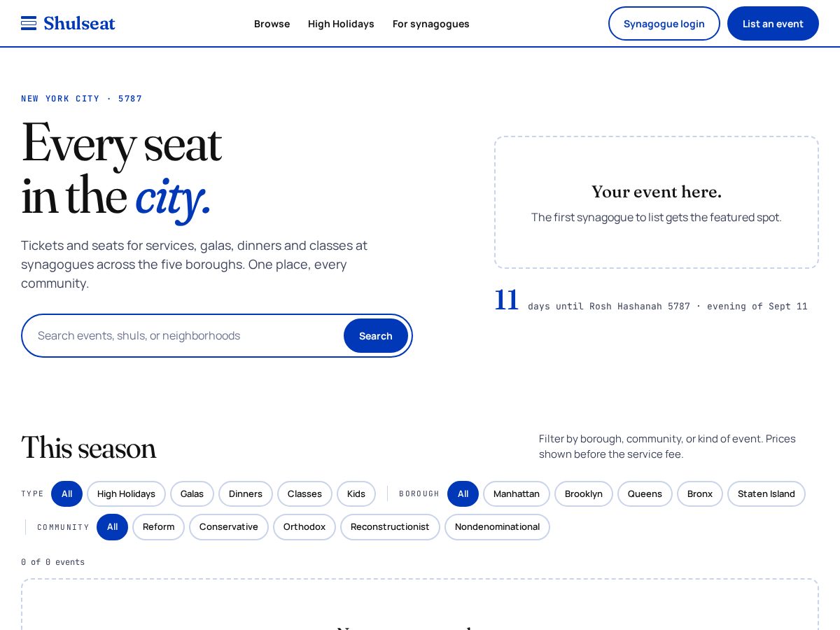 Landing-page snapshot of shulseat.nyc