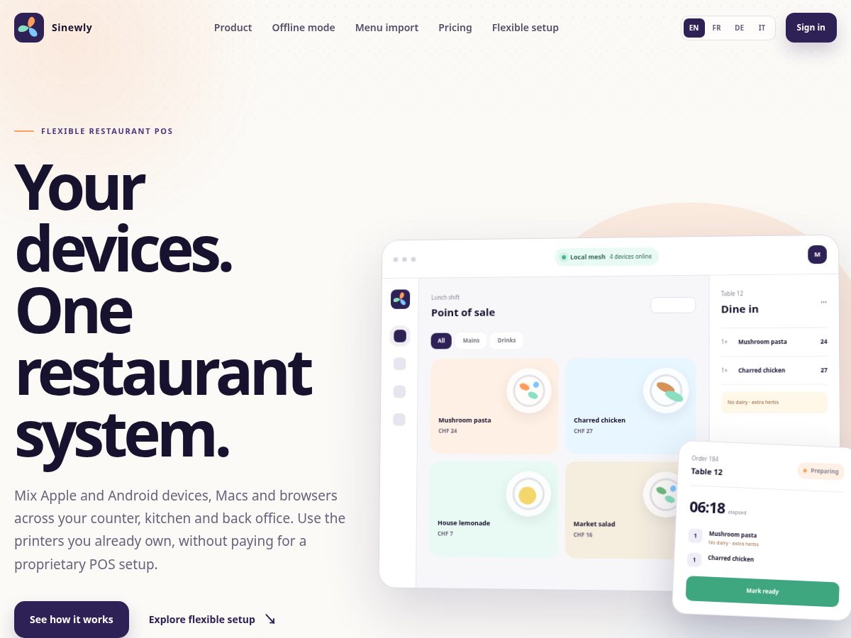 Landing-page snapshot of sinewly.com