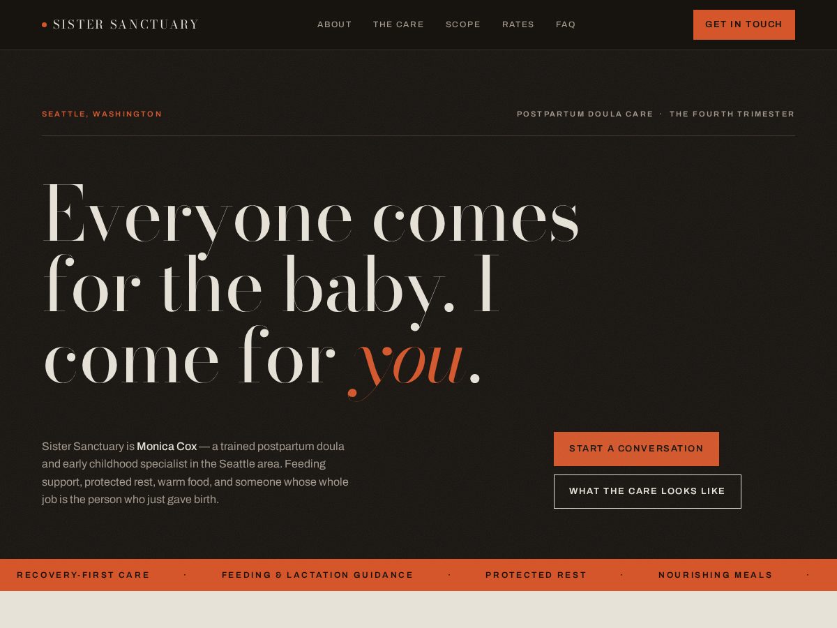 Landing-page snapshot of sistersanctuary.net