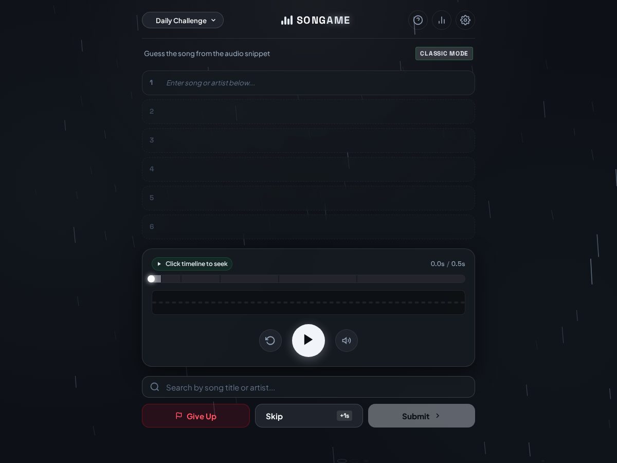 Landing-page snapshot of songame.org