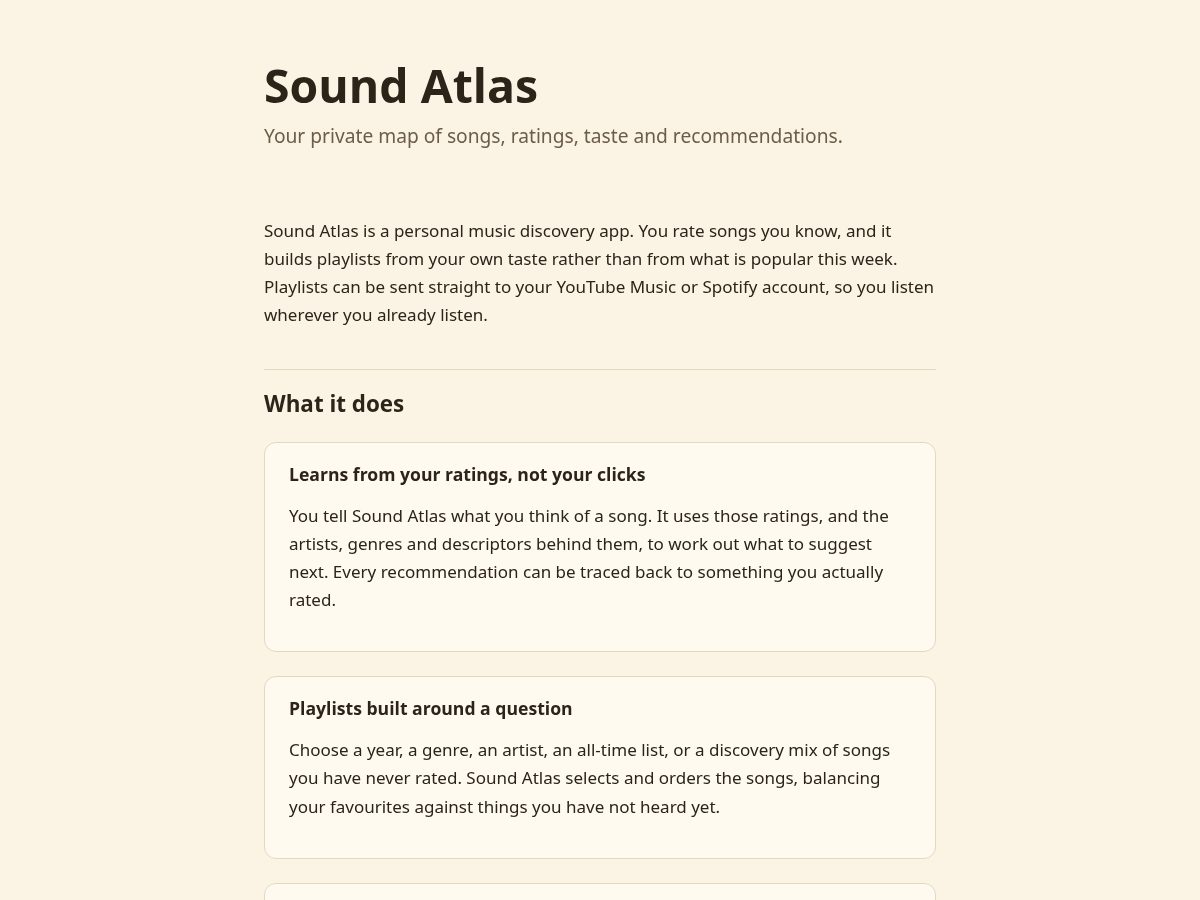 Landing-page snapshot of soundatlas.app