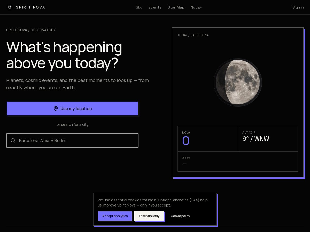Landing-page snapshot of spiritnova.space