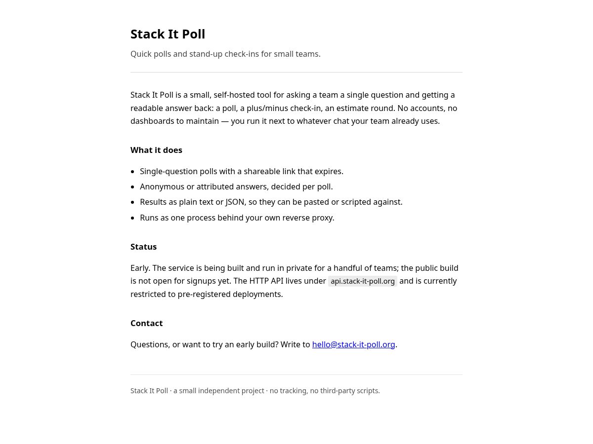 Landing-page snapshot of stack-it-poll.org