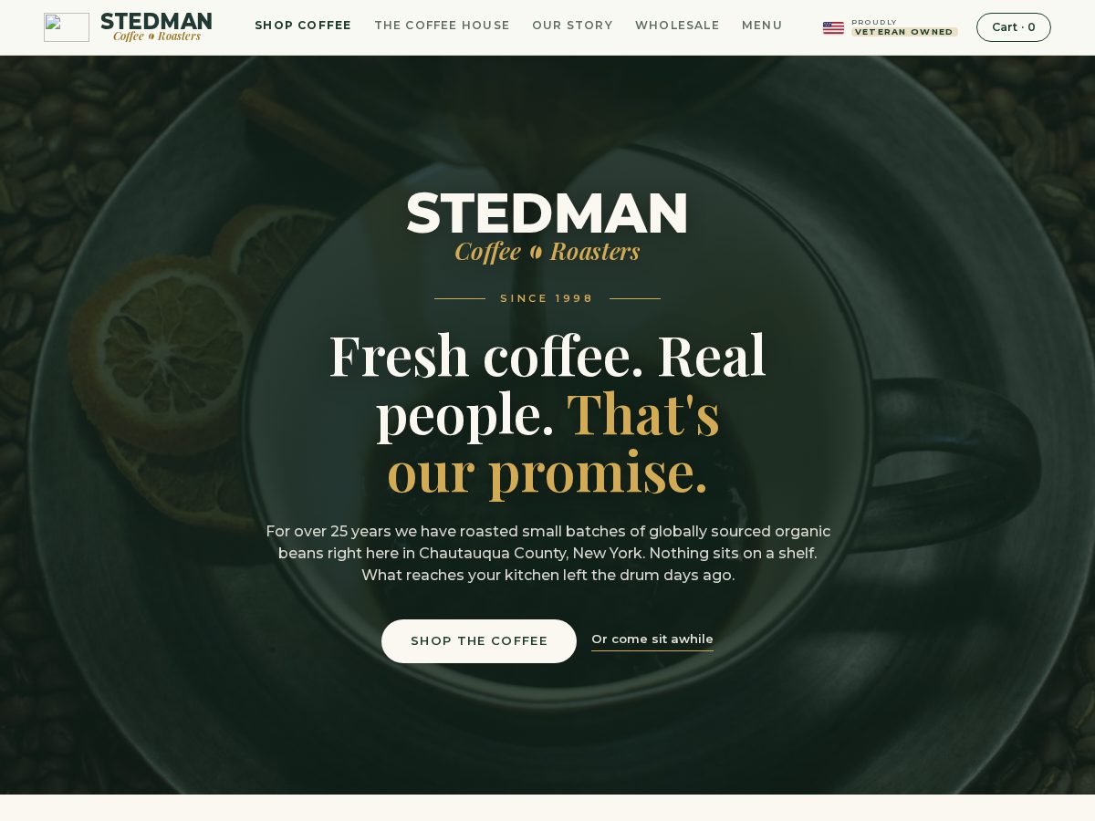 Landing-page snapshot of stedmancoffee.pro