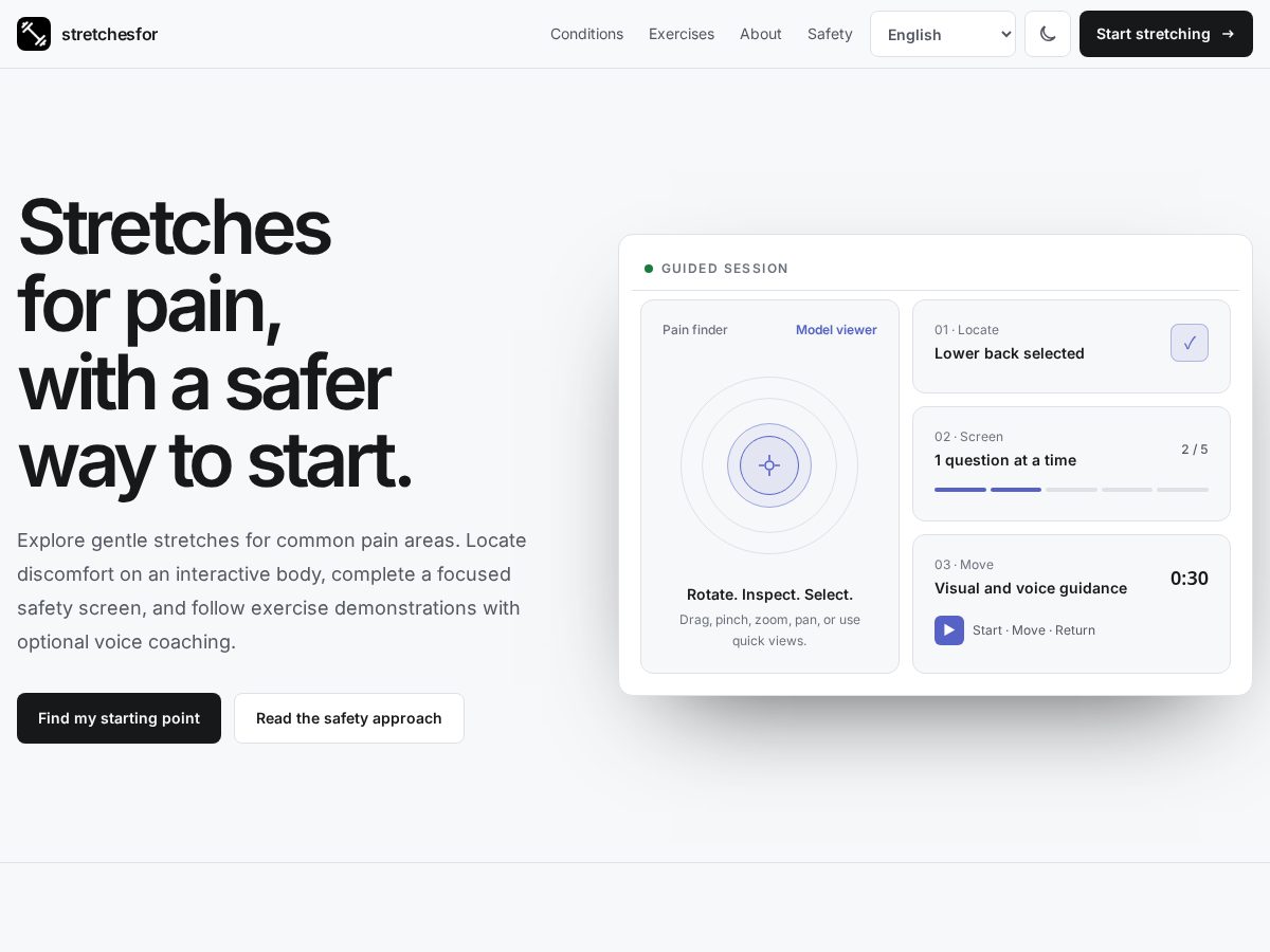 Landing-page snapshot of stretchesfor.com