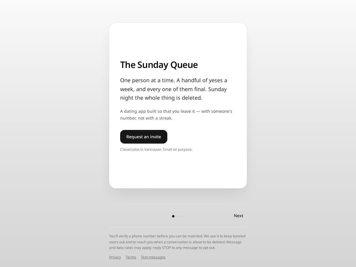 Landing-page snapshot of sundayqueue.com