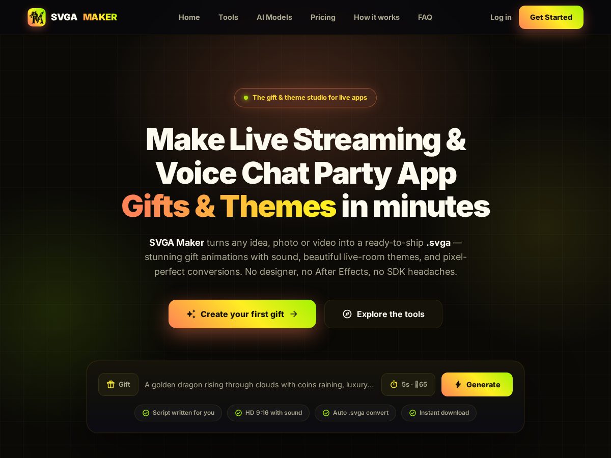 Landing-page snapshot of svgamaker.com