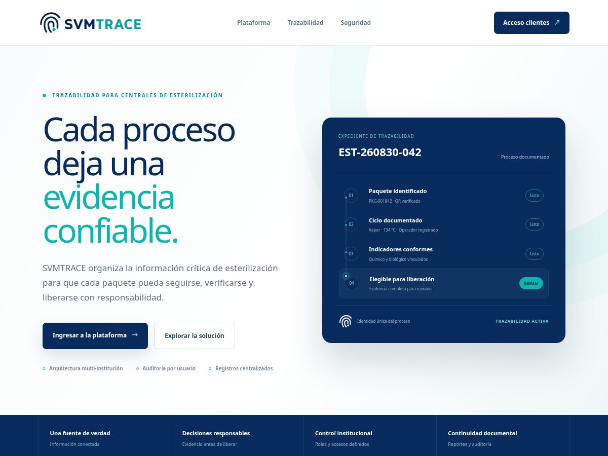 Landing-page snapshot of svmtrace.com
