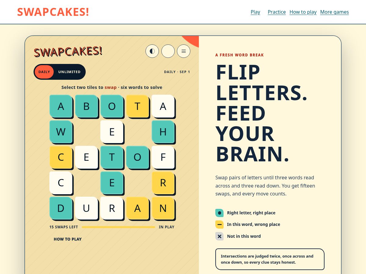 Landing-page snapshot of swapcakes.com