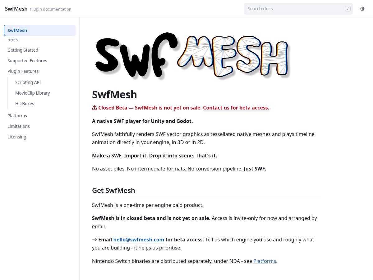 Landing-page snapshot of swfmesh.com
