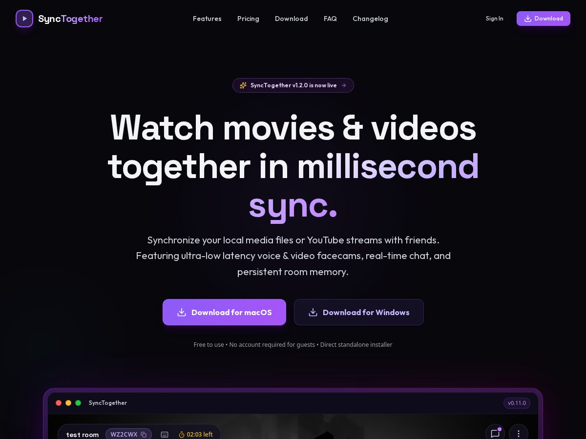Landing-page snapshot of synctogether.app