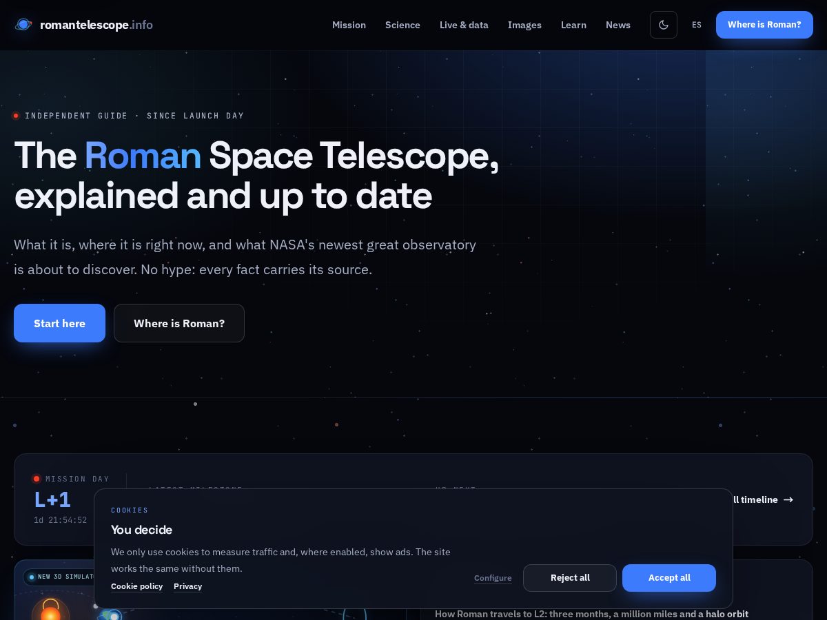 Landing-page snapshot of telescopioroman.com