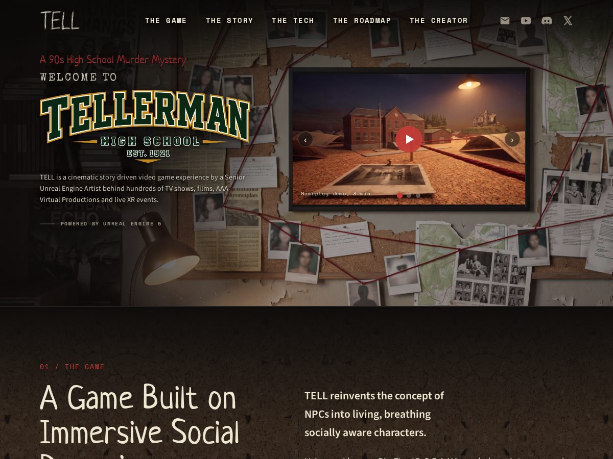 Landing-page snapshot of tell-game.com