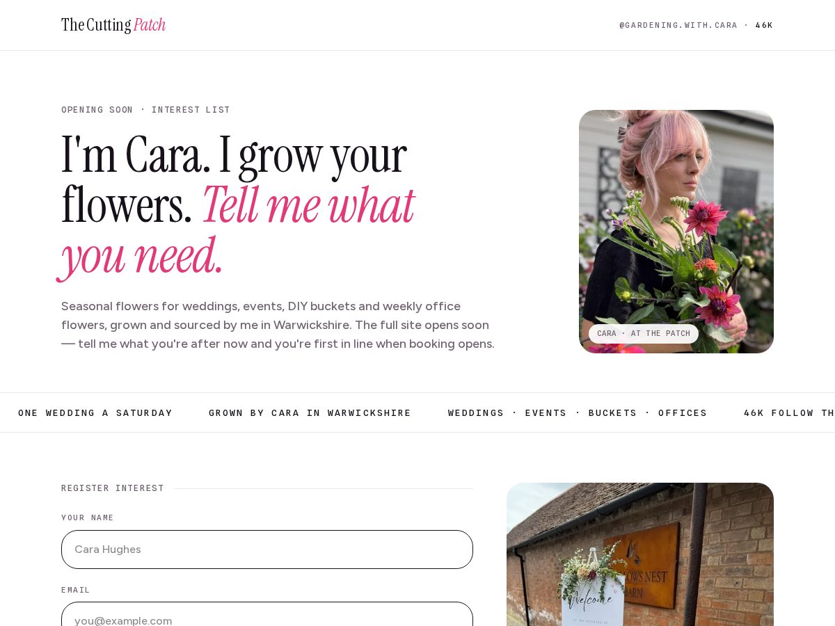 Landing-page snapshot of the-cutting-patch.com