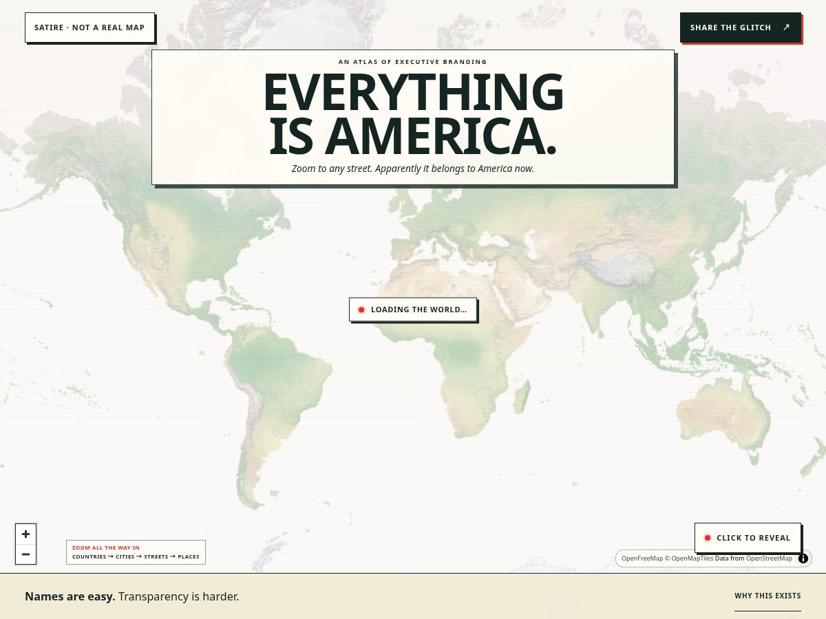 Landing-page snapshot of thegreatestmap.com