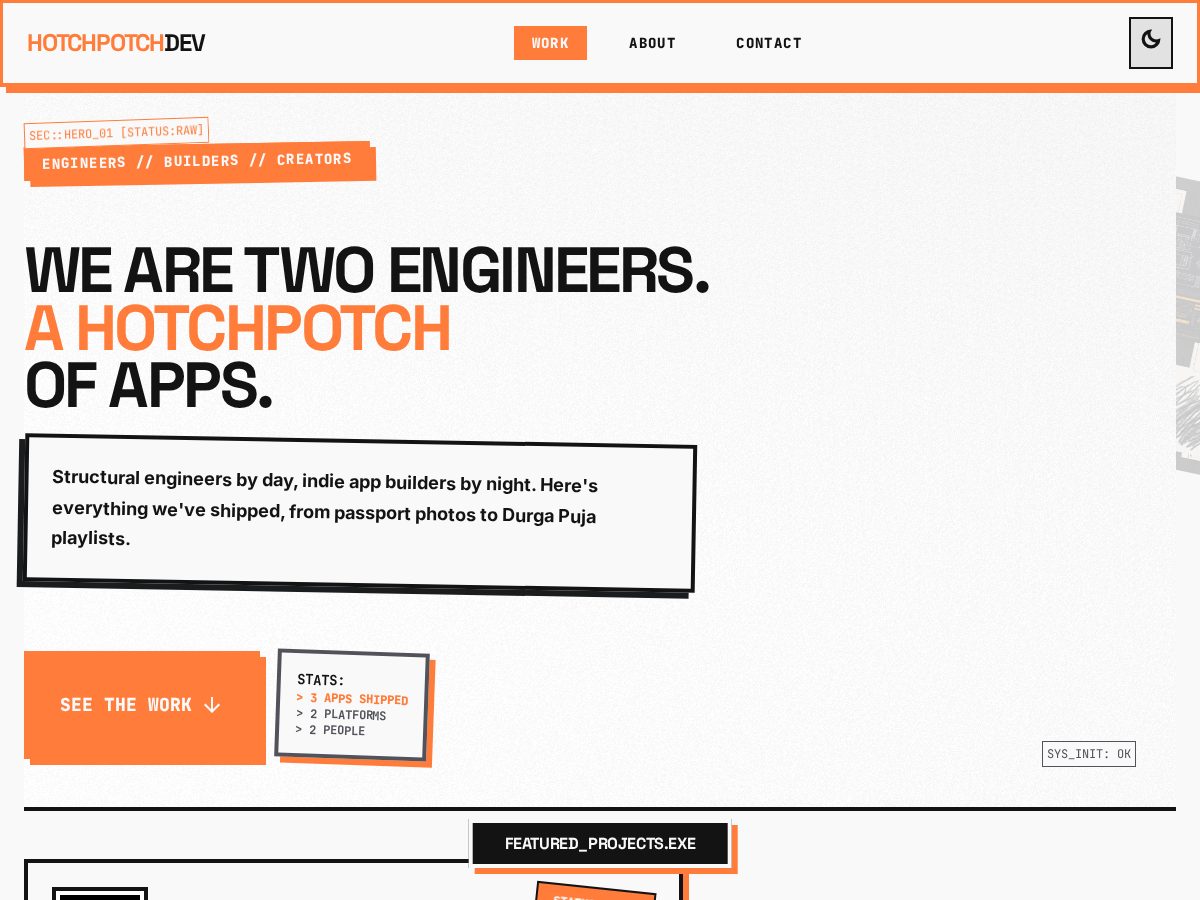 Landing-page snapshot of thehotchpotch.dev