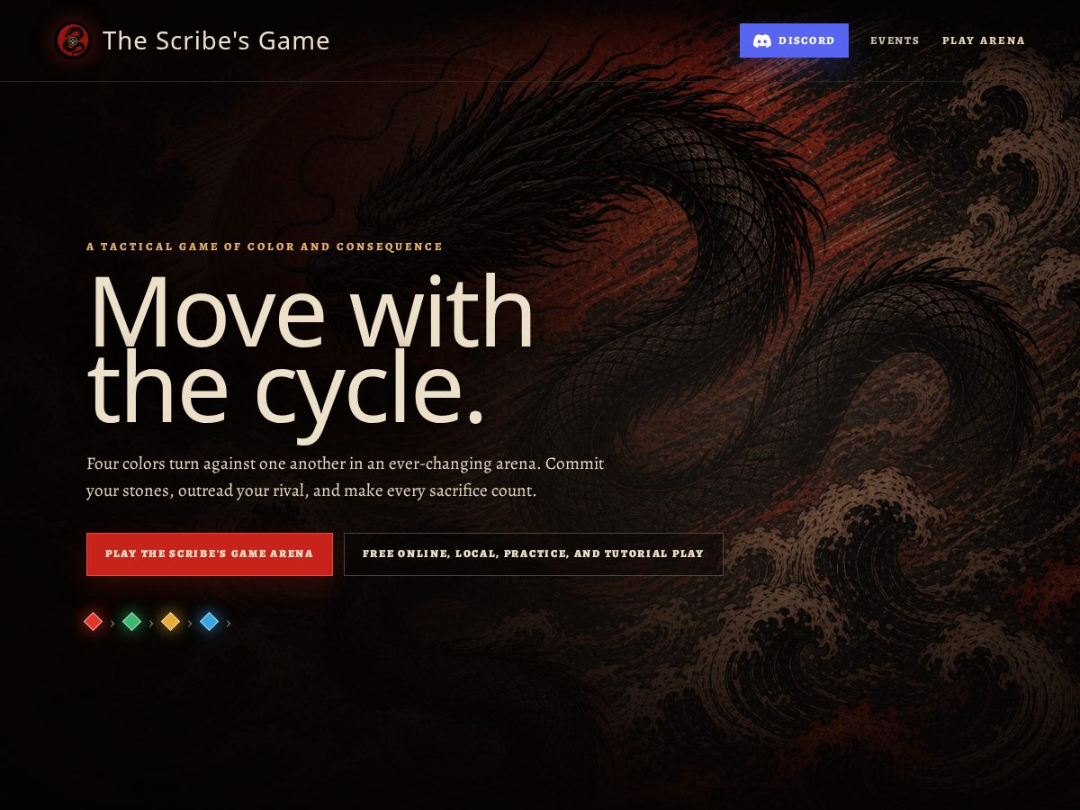 Landing-page snapshot of thescribesgame.com