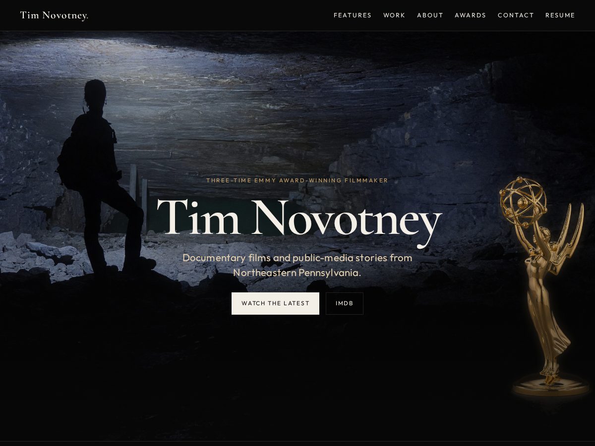 Landing-page snapshot of timnovotney.com