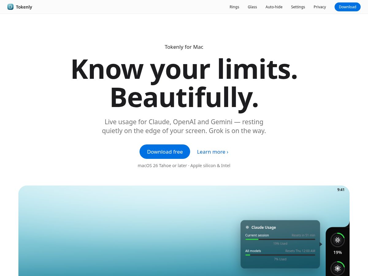 Landing-page snapshot of tokenly.site