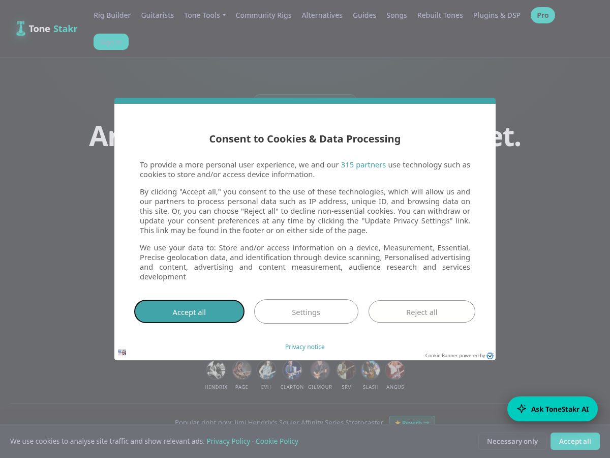 Landing-page snapshot of tonestacker.com