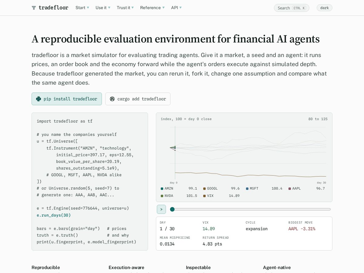 Landing-page snapshot of tradefloor.dev