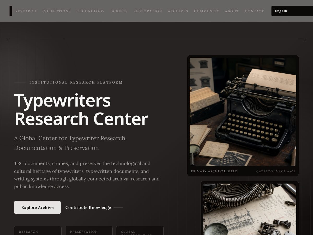 Landing-page snapshot of typewritersresearchcenter.cyou