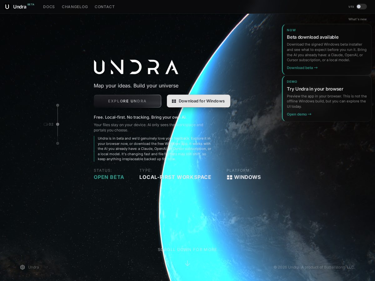 Landing-page snapshot of undraverse.com
