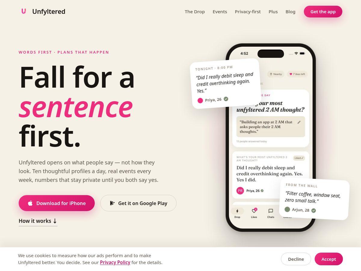 Landing-page snapshot of unfyltered.net