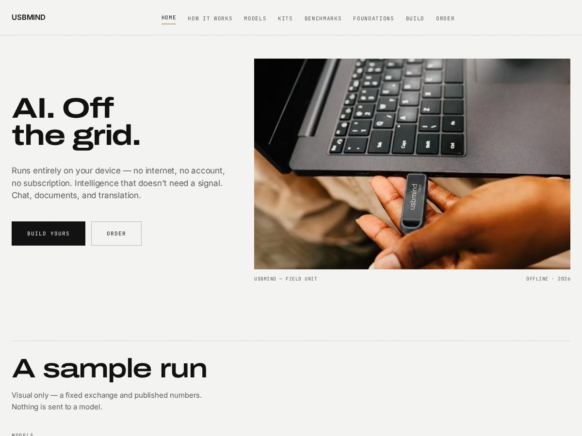 Landing-page snapshot of usbmind.com
