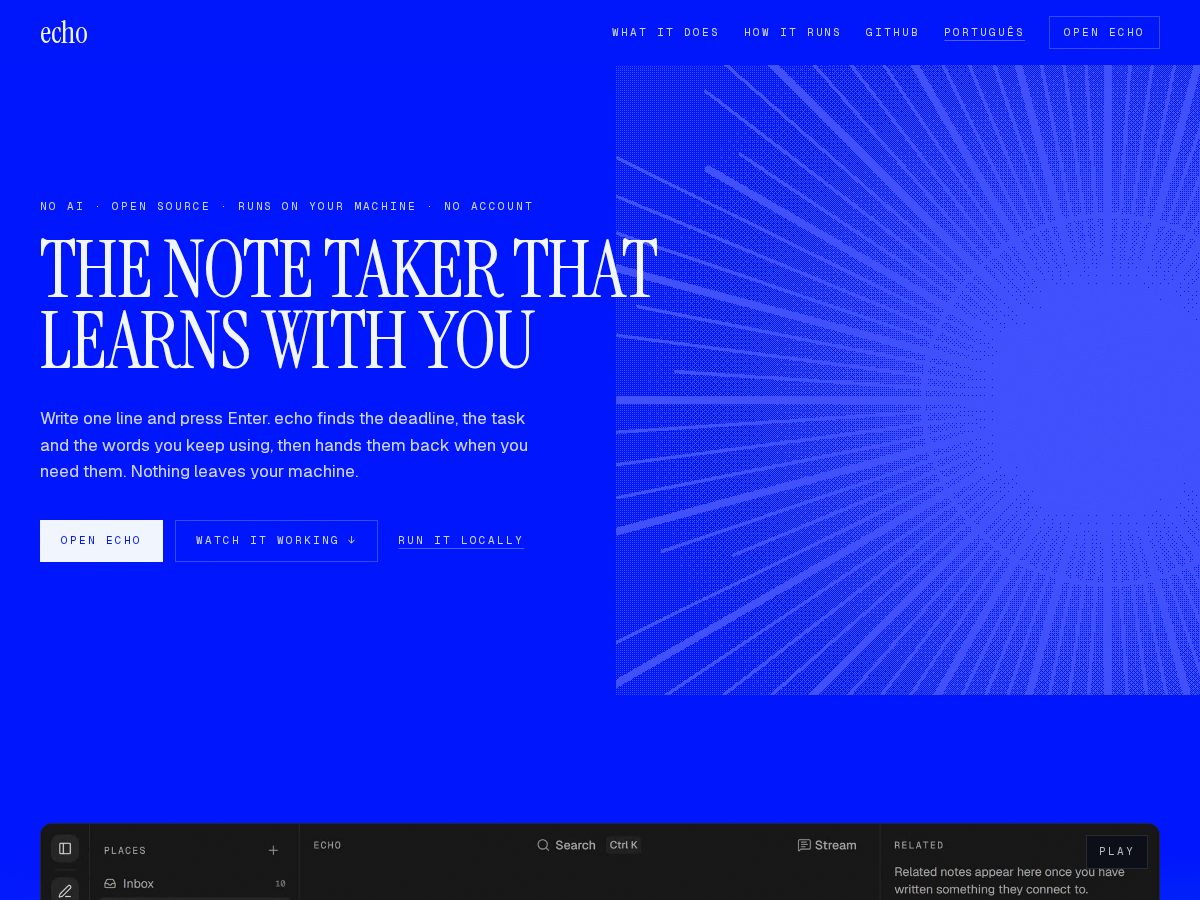 Landing-page snapshot of useecho.dev