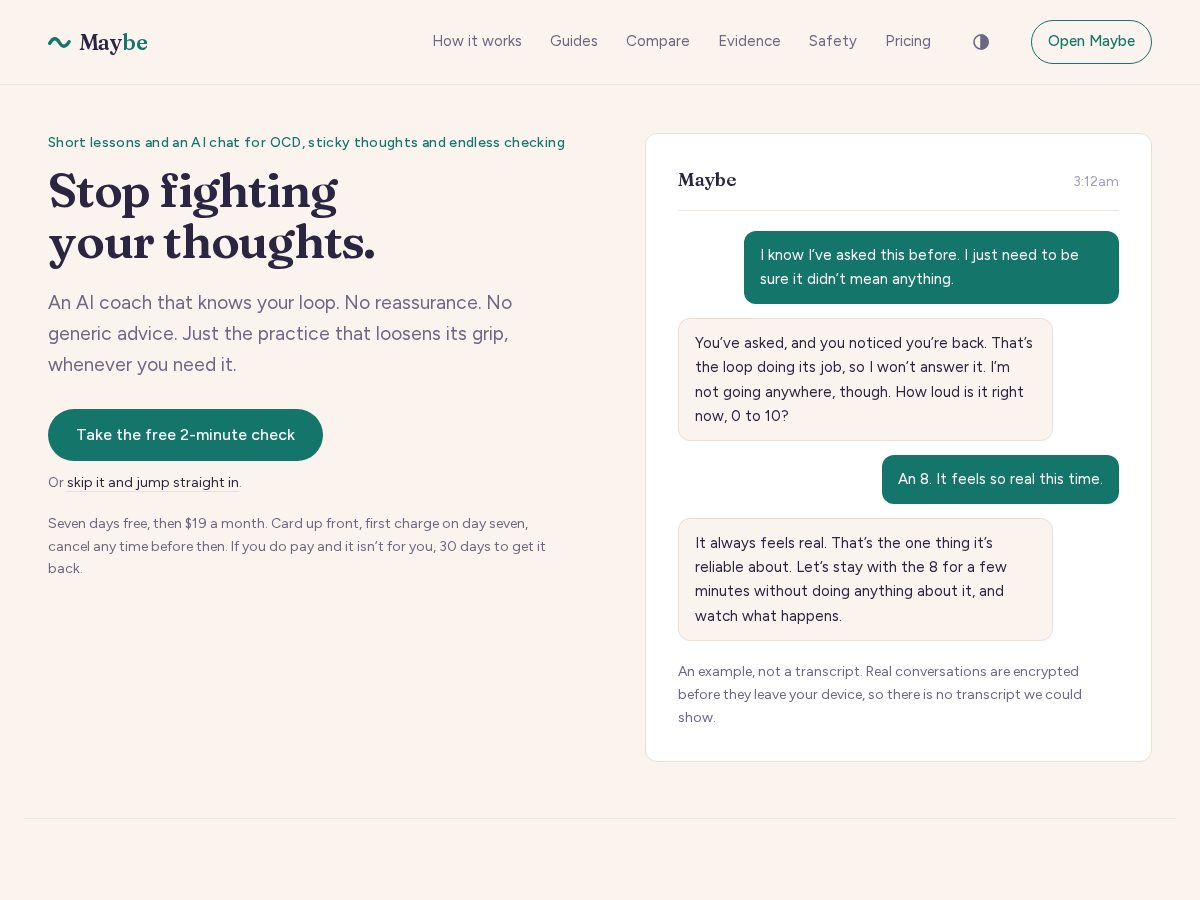 Landing-page snapshot of usemaybe.app