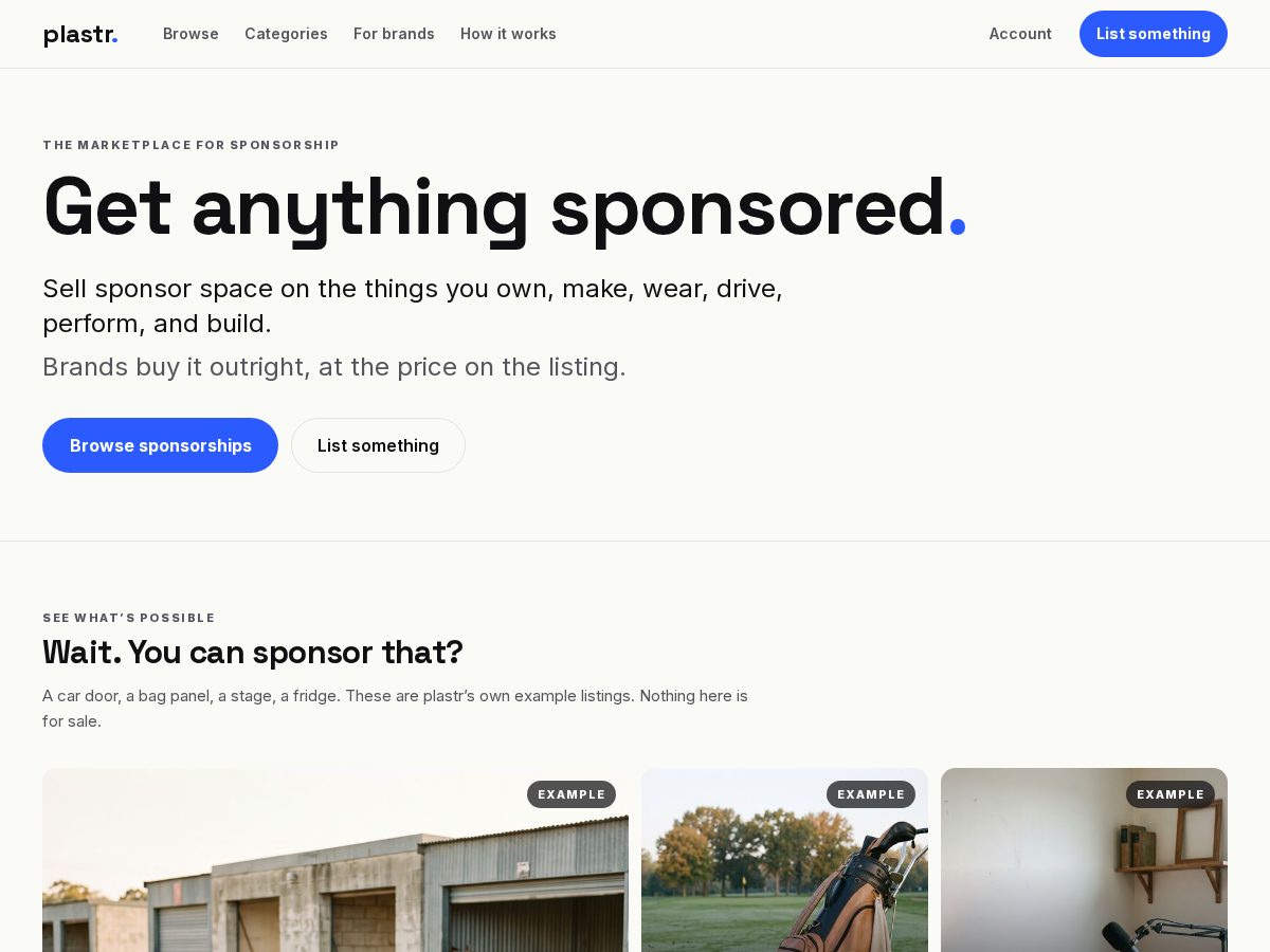 Landing-page snapshot of useplastr.com