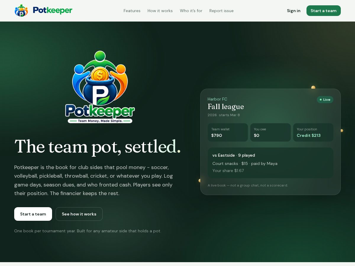 Landing-page snapshot of usepotkeeper.com