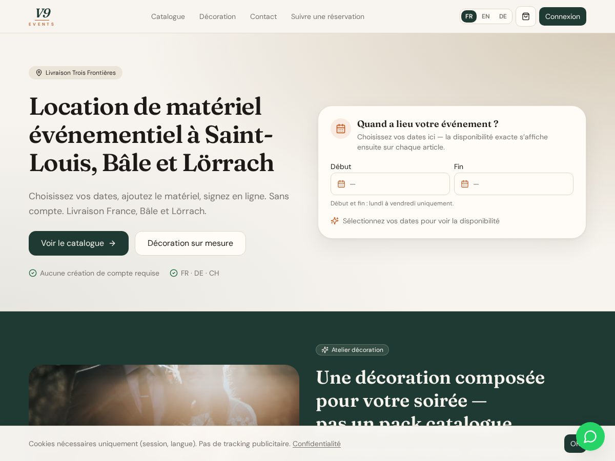 Landing-page snapshot of v9-events.com