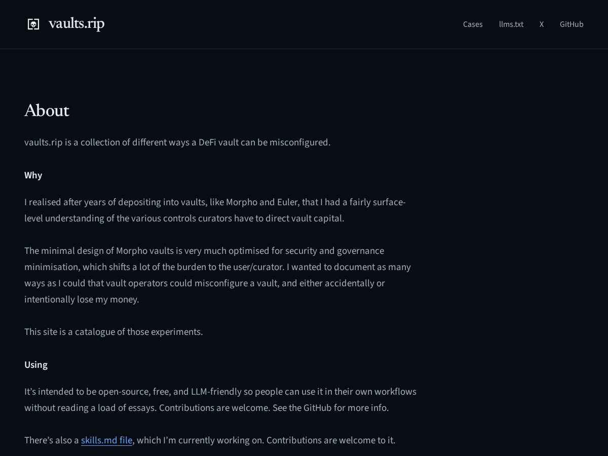 Landing-page snapshot of vaults.rip