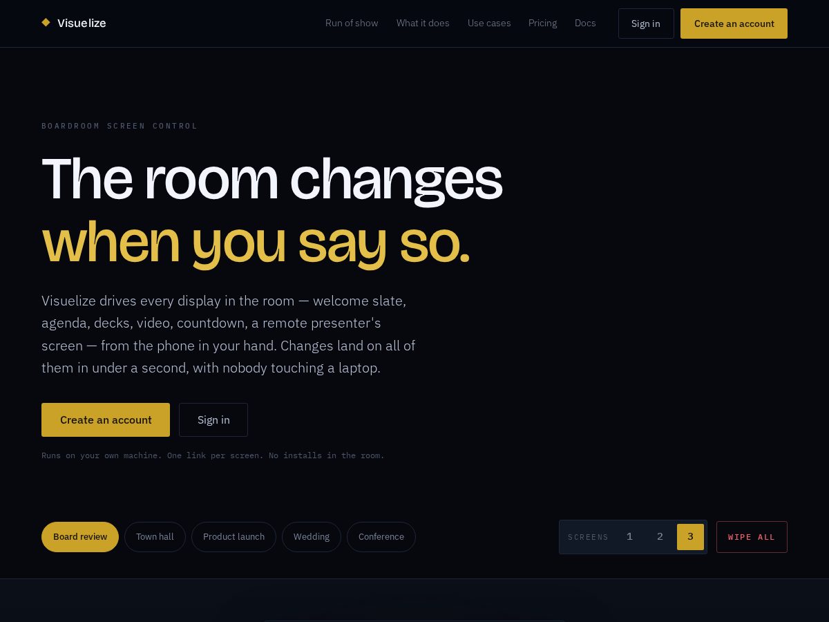 Landing-page snapshot of visuelize.com