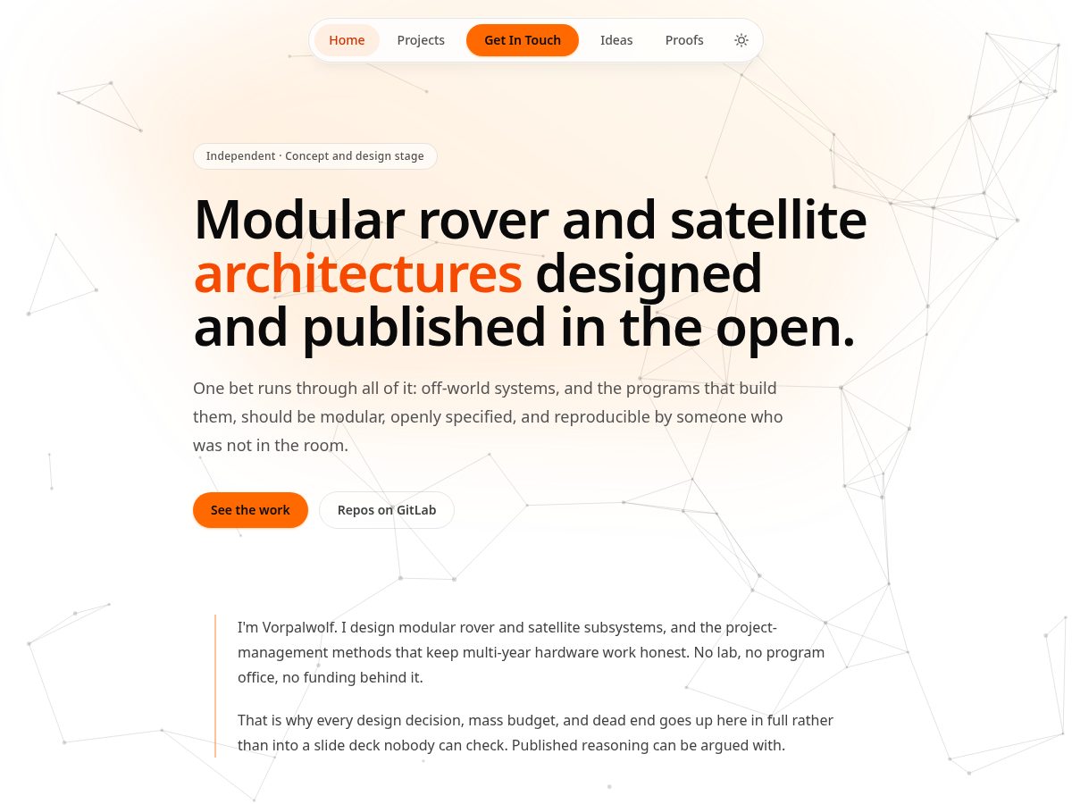 Landing-page snapshot of vorpalwolf.com