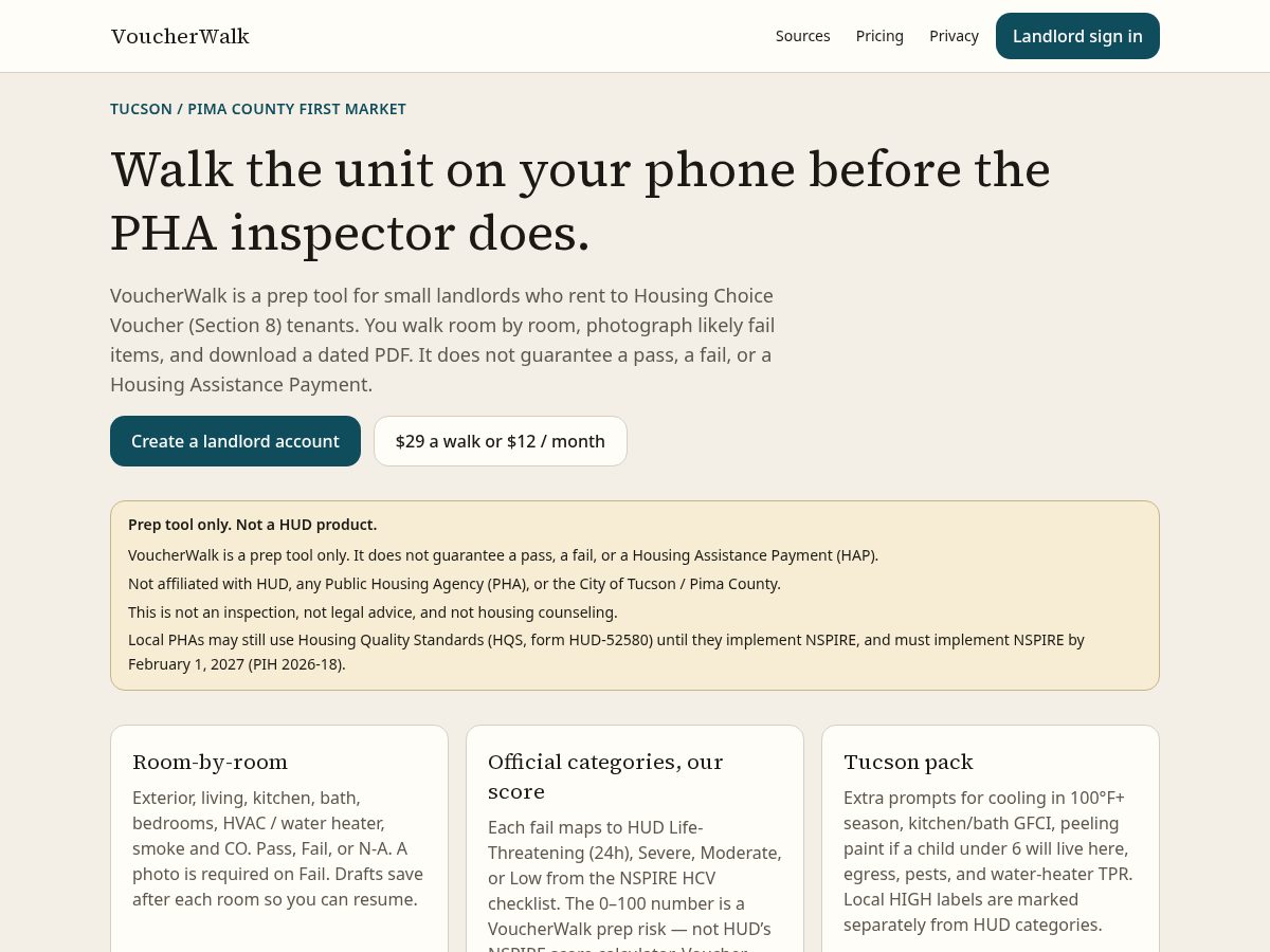 Landing-page snapshot of voucherwalk.com